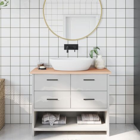 Encimera de baño madera maciza sin tratar 100x30x2 cm
