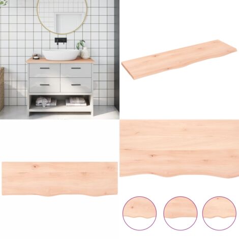 Encimera de baño madera maciza sin tratar 100x30x2 cm - Encimera de madera - Madera maciza