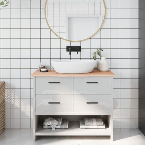 Encimera de baño madera maciza sin tratar 100x40x2 cm