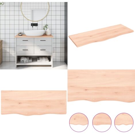 Encimera de baño madera maciza sin tratar 100x40x2 cm - Madera maciza - Roble