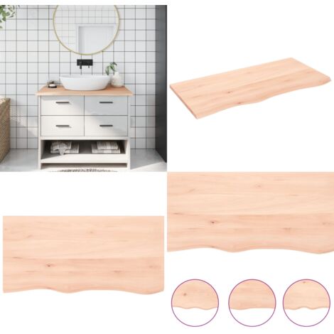 Encimera de baño madera maciza sin tratar 100x50x2 cm - Encimera de madera - Madera maciza