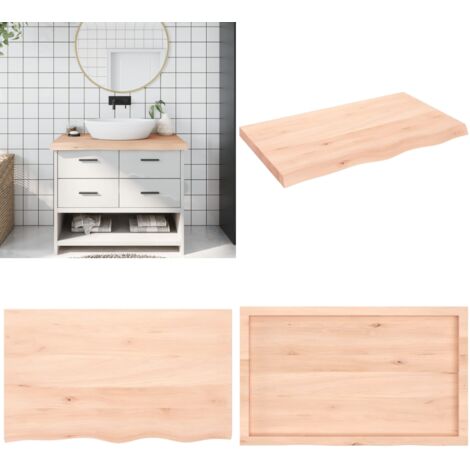 Encimera de baño madera maciza sin tratar 100x60x(2-6) cm - Encimera de madera - Madera maciza