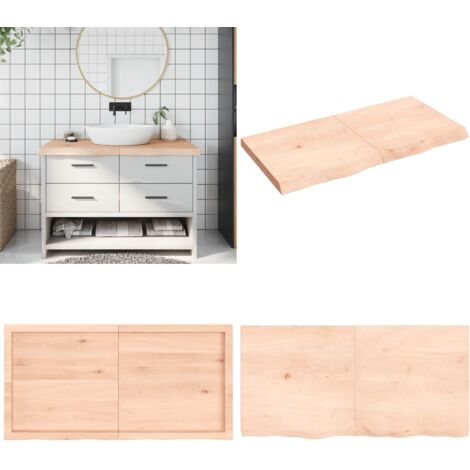 Encimera de baño madera maciza sin tratar 120x60x(2-6) cm - Encimera de madera - Madera maciza