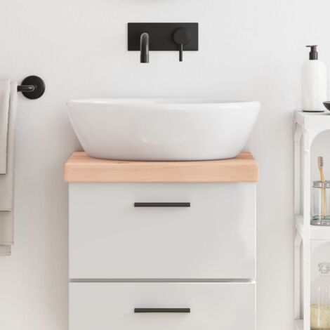 Encimera de baño madera maciza sin tratar 40x30x(2-6) cm