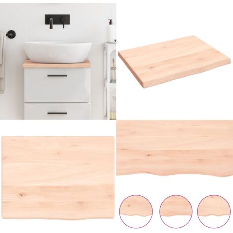 Encimera de baño madera maciza sin tratar 40x30x2 cm - Encimera de madera - Madera maciza