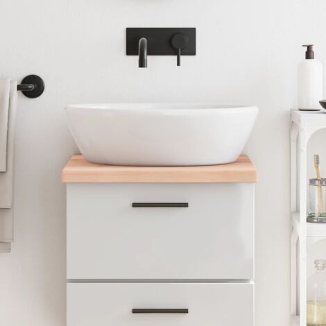 Encimera de baño madera maciza sin tratar 40x50x(2-4) cm