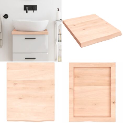 Encimera de baño madera maciza sin tratar 40x50x(2-4) cm - Encimera de roble - Madera maciza