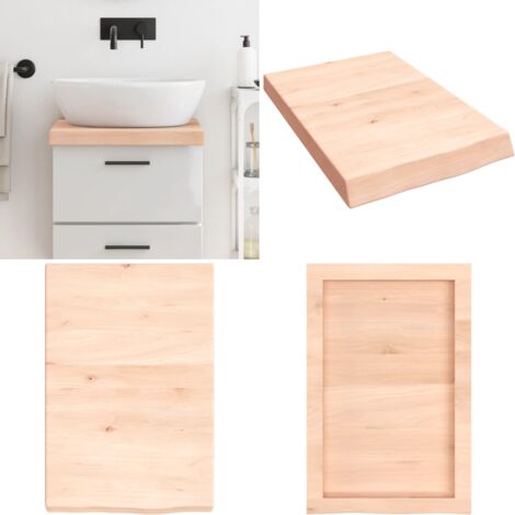 Encimera de baño madera maciza sin tratar 40x60x(2-6) cm - Encimera de roble - Madera maciza