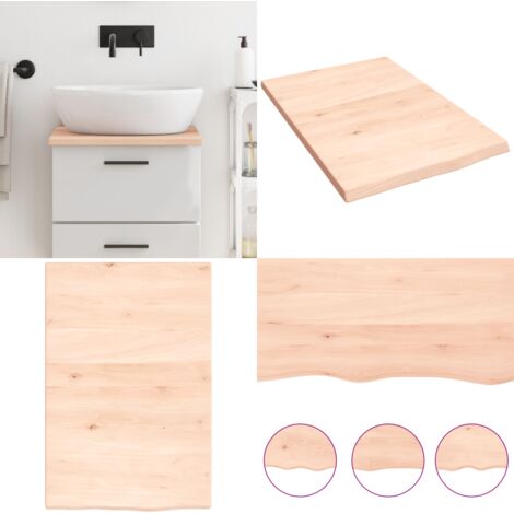 Encimera de baño madera maciza sin tratar 40x60x2 cm - Encimera de roble - Madera maciza