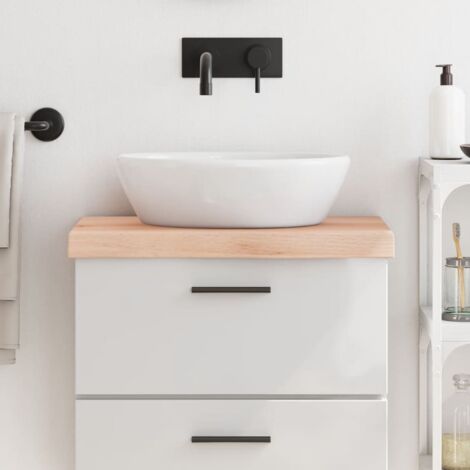 Encimera de baño madera maciza sin tratar 60x30x(2-6) cm