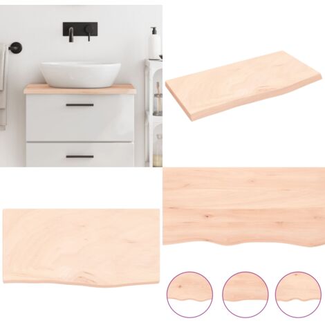 Encimera de baño madera maciza sin tratar 60x30x2 cm - Encimera de madera - Madera maciza