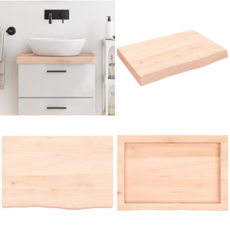Encimera de baño madera maciza sin tratar 60x40x(2-6) cm - Encimera de roble - Madera maciza