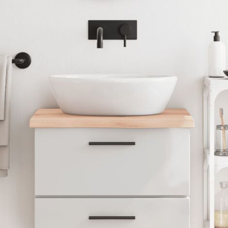 Encimera de baño madera maciza sin tratar 60x50x(2-4) cm