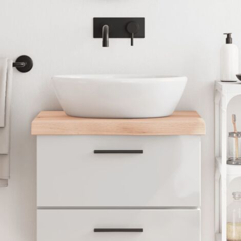Encimera de baño madera maciza sin tratar 60x50x(2-6) cm