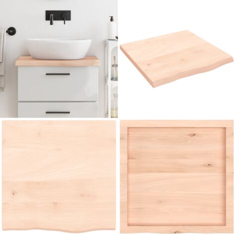 Encimera de baño madera maciza sin tratar 60x60x(2-4) cm - Encimera de roble - Madera maciza