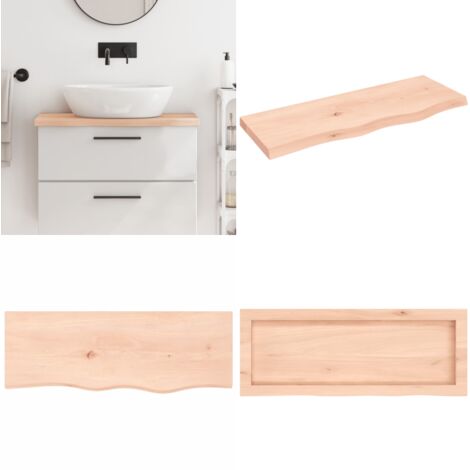 Encimera de baño madera maciza sin tratar 80x30x(2-4) cm - Encimera de roble - Madera maciza