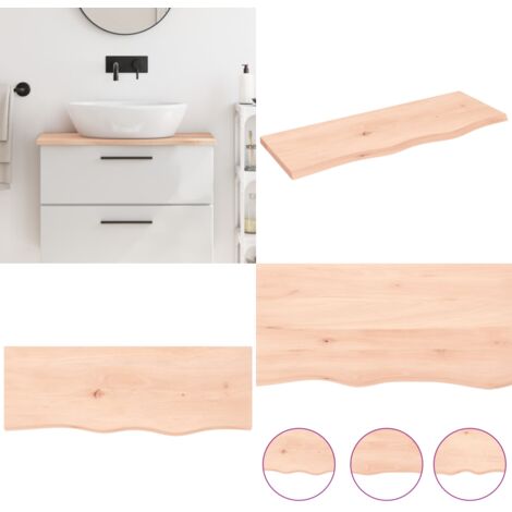 Encimera de baño madera maciza sin tratar 80x30x2 cm - Encimera de madera - Madera maciza