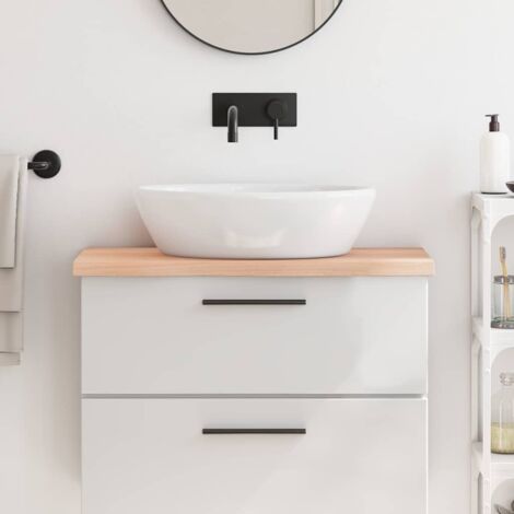 Encimera de baño madera maciza sin tratar 80x40x(2-4) cm