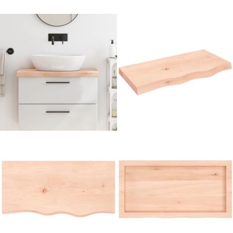 Encimera de baño madera maciza sin tratar 80x40x(2-6) cm - Encimera de madera - Madera maciza