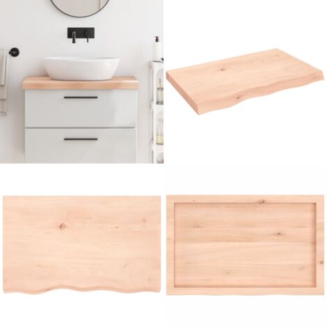 Encimera de baño madera maciza sin tratar 80x50x(2-6) cm - Encimera de madera - Madera maciza