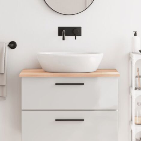 Encimera de baño madera maciza sin tratar 80x50x2 cm