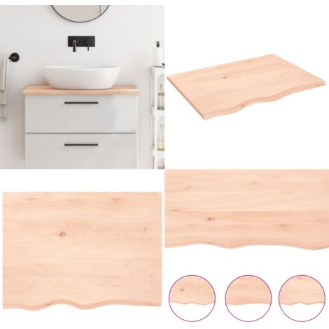 Encimera de baño madera maciza sin tratar 80x60x2 cm - Encimera de madera - Madera maciza