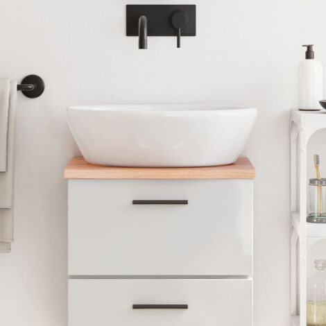 Encimera de baño madera maciza tratada marrón claro 40x30x2 cm