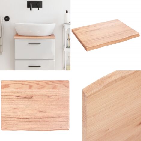 Encimera de baño madera maciza tratada marrón claro 40x30x2 cm - Madera maciza - Roble