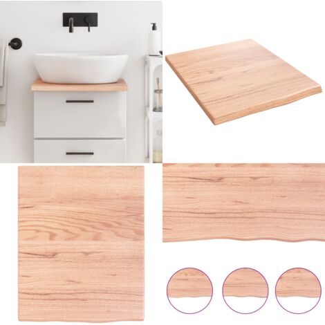 Encimera de baño madera maciza tratada marrón claro 40x50x2 cm - Encimera de madera - Madera maciza