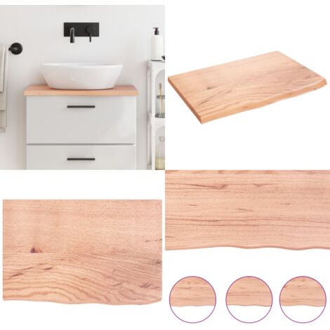 Encimera de baño madera maciza tratada marrón claro 60x40x2 cm - Encimera de madera - Madera maciza