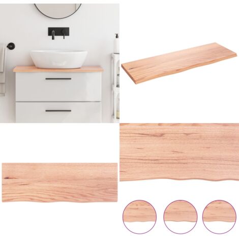 Encimera de baño madera maciza tratada marrón claro 80x30x2 cm - Encimera de madera - Madera maciza