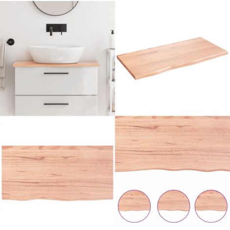Encimera de baño madera maciza tratada marrón claro 80x40x2 cm - Encimera de madera - Madera maciza