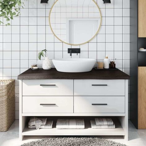Encimera de baño madera tratada marrón oscuro 100x50x(2-6) cm
