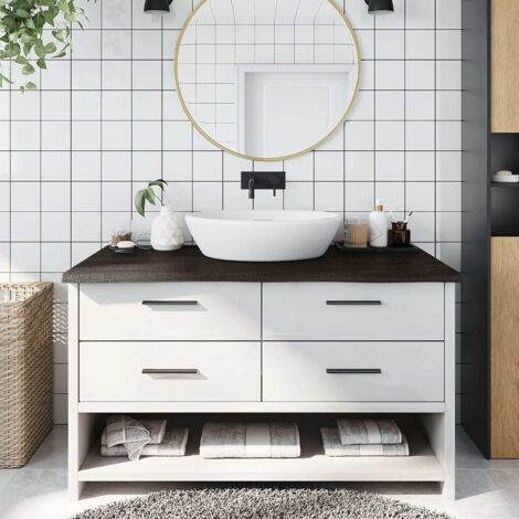 Encimera de baño madera tratada marrón oscuro 100x60x(2-4) cm