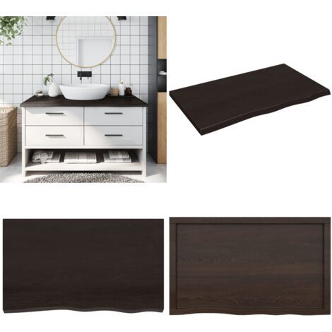 Encimera de baño madera tratada marrón oscuro 100x60x(2-4) cm - Encimera de madera - Encimera de roble