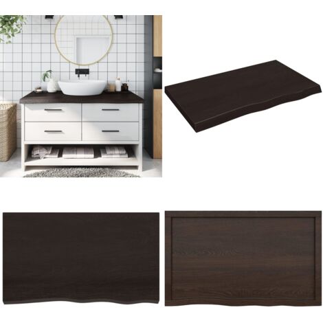Encimera de baño madera tratada marrón oscuro 100x60x(2-6) cm - Encimera de madera - Madera de roble