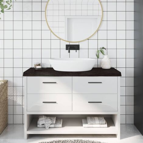 Encimera de baño madera tratada marrón oscuro 120x40x(2-6) cm
