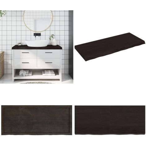 Encimera de baño madera tratada marrón oscuro 120x50x(2-6) cm - Encimera de roble - Madera tratada