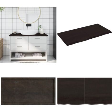 Encimera de baño madera tratada marrón oscuro 120x60x(2-4) cm - Encimera de roble - Madera tratada