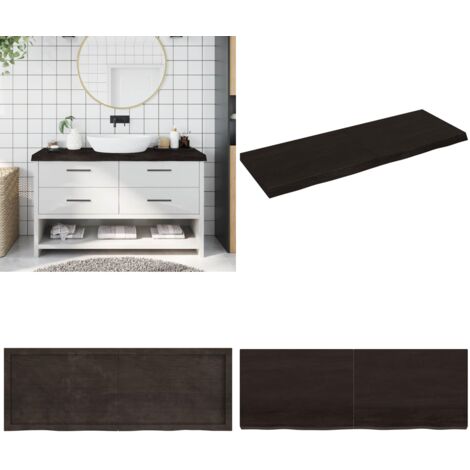 Encimera de baño madera tratada marrón oscuro 140x50x(2-6) cm - Encimera de roble - Madera tratada