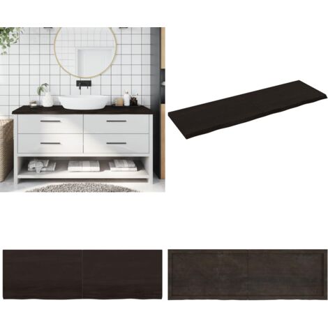 Encimera de baño madera tratada marrón oscuro 160x50x(2-4) cm - Madera tratada - Encimera de roble