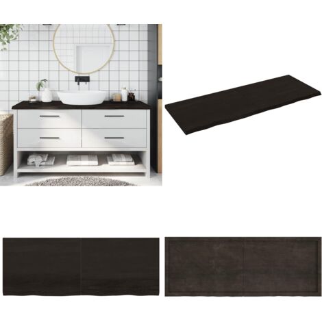 Encimera de baño madera tratada marrón oscuro 160x60x(2-4) cm - Madera tratada - Encimera de roble