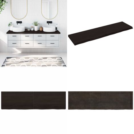 Encimera de baño madera tratada marrón oscuro 180x50x(2-6) cm - Madera de roble - Encimera de tocador