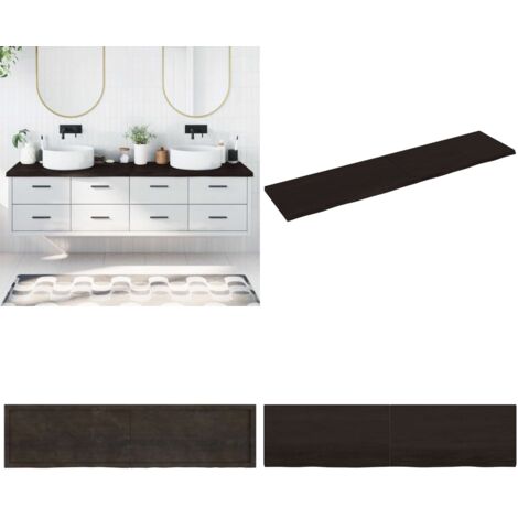 Encimera de baño madera tratada marrón oscuro 200x50x(2-4) cm - Madera tratada - Encimera de roble