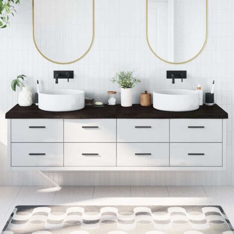 Encimera de baño madera tratada marrón oscuro 200x50x(2-6) cm