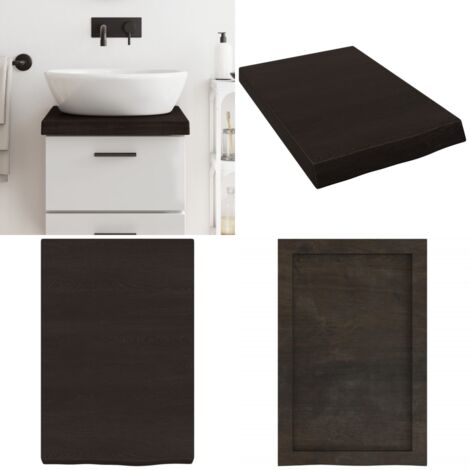 Encimera de baño madera tratada marrón oscuro 40x60x(2-6) cm - Encimera de madera - Madera de roble
