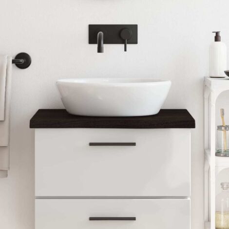 Encimera de baño madera tratada marrón oscuro 60x60x(2-4) cm