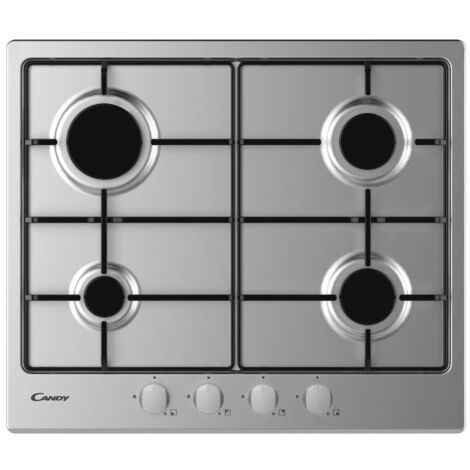 Encimera de gas empotrada Candy CEL6PBRX de 59 cm en acero inoxidable con 4 quemadores