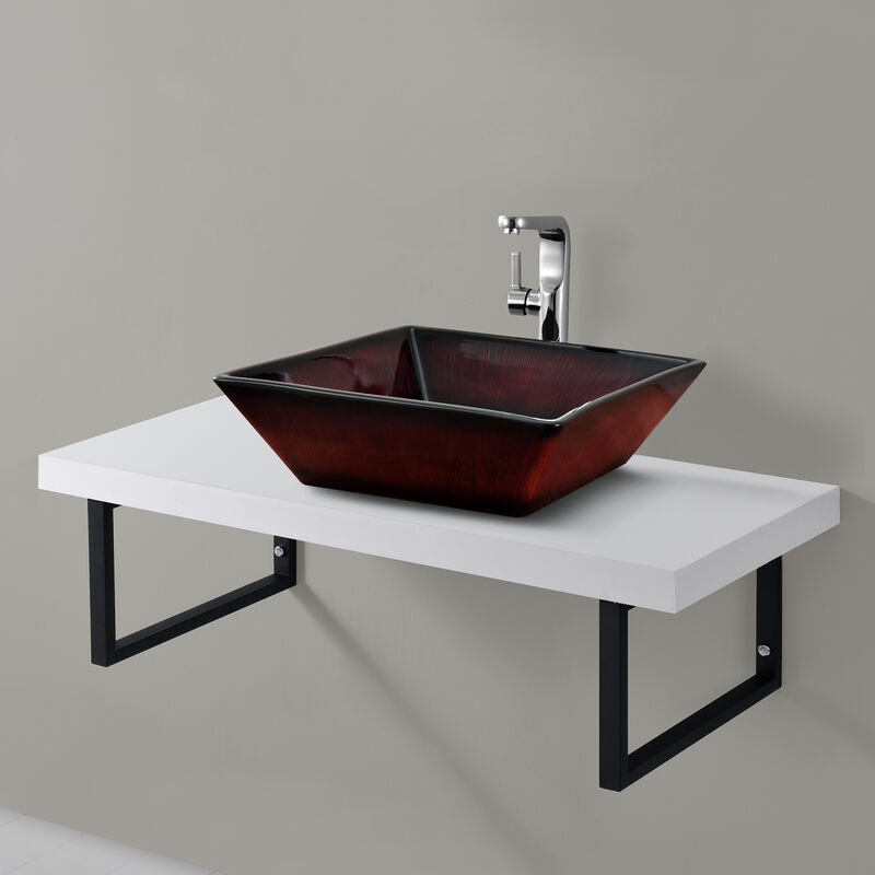 

Encimera de Lavabo - 100 x 45 x 30 cm - Toallero - Estante de Baño - Tablero de Pared para Lavabo con Soporte de Metal - Mueble de Baño - Blanco mate