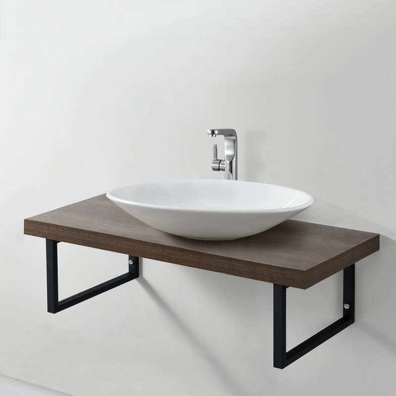 

Encimera de Lavabo - 100 x 45 x 30 cm - Toallero - Estante de Baño - Tablero de Pared para Lavabo con Soporte de Metal - Mueble de Baño - Color nuez